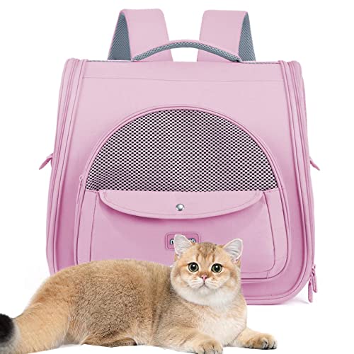 WOTEG Katzentragetasche, belüfteter Haustier-Rucksack, tragbare Welpen-Tasche für Reisen, Wandern, Spazierengehen, leichter und geräumiger Haustier-Outdoor-Rucksack von WOTEG