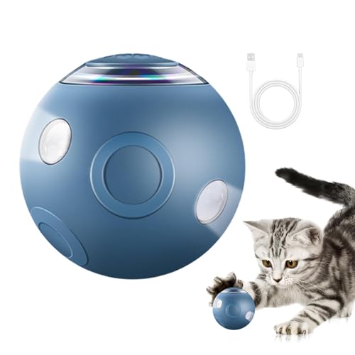 WOTEG Rotierender hüpfender Hundeball,Rollender und rotierender intelligenter Ball mit Lichtern | Autoaktiver Rollball für Hunde, Katzen und kleine Haustiere von WOTEG