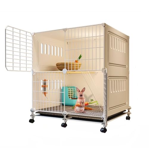 2-lagiger Kaninchenkäfig für den Innenbereich mit 2 tiefen Ausziehwannen und Urinschutz, Meerschweinchenkäfig aus Metalldrahtgeflecht, Kleintierhaus für Frettchen, Chinchillas 2-lagiger Kaninchenkäfig für den Innenbereich mit 2 tiefen Ausziehwannen und Urinschutz, Meerschweinchenkäfig aus Metalldrahtgeflecht, Kleintierhaus für Frettchen, Chinchillas von WOTZOV