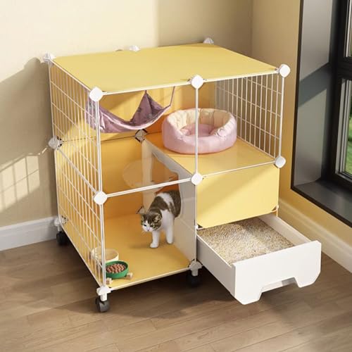 2-stöckiger Katzenkäfig aus Metall für den Innenbereich, Katzengehege, DIY-Katzenlaufstall für kleine und mittelgroße Katzen, Kätzchen, Kätzchen 2-stöckiger Katzenkäfig aus Metall für den Innenbereich, Katzengehege, DIY-Katzenlaufstall für kleine und mittelgroße Katzen, Kätzchen, Kätzchen von WOTZOV