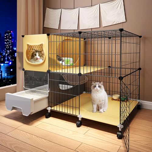 2-stöckiger Katzenkäfig aus Metall für den Innenbereich mit Katzentoilette, Katzengehege, DIY-Katzenlaufstall, Metallzwinger für kleine und mittelgroße Katzen, Kätzchen 2-stöckiger Katzenkäfig aus Metall für den Innenbereich mit Katzentoilette, Katzengehege, DIY-Katzenlaufstall, Metallzwinger für kleine und mittelgroße Katzen, Kätzchen von WOTZOV