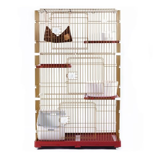 3-stöckiger Katzenkäfig aus Draht, Laufstall, großer Platz, 109,2 x 56,3 x 176,5 cm, für 1–3 Katzen, rote Katzenkiste 3-stöckiger Katzenkäfig aus Draht, Laufstall, großer Platz, 109,2 x 56,3 x 176,5 cm, für 1–3 Katzen, rote Katzenkiste von WOTZOV