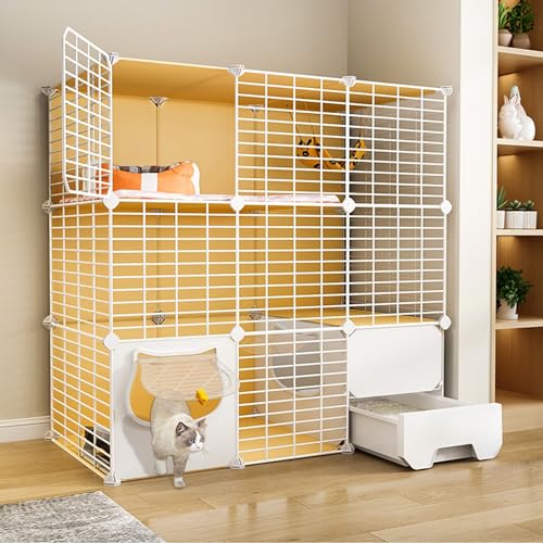3-stöckiger Katzenkäfig aus Metall für den Innenbereich, Katzengehege, DIY-Katzenlaufstall, Metallzwinger für kleine und mittelgroße Katzen, Kätzchen, Kätzchen von WOTZOV