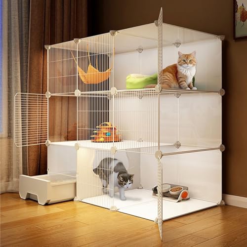 3-stöckiger Katzenkäfig für den Innenbereich, Abnehmbarer Metallkäfig für Kätzchen, DIY-Katzenhütte mit 3 Türen für 1–2 Katzen 3-stöckiger Katzenkäfig für den Innenbereich, Abnehmbarer Metallkäfig für Kätzchen, DIY-Katzenhütte mit 3 Türen für 1–2 Katzen von WOTZOV