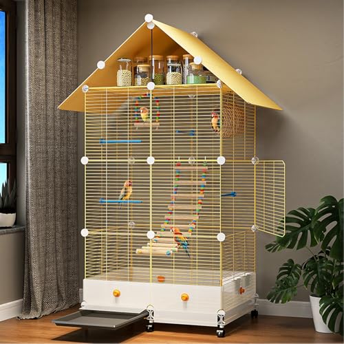 60-Zoll-Vogelkäfig mit Rollen, großer Käfig aus Schmiedeeisen für Nymphensittiche, Sonnensittiche, Sittiche, Finken, Wellensittiche, Unzertrennliche, Kanarienvögel, mittelgroßes Ha 60-Zoll-Vogelkäfig mit Rollen, großer Käfig aus Schmiedeeisen für Nymphensittiche, Sonnensittiche, Sittiche, Finken, Wellensittiche, Unzertrennliche, Kanarienvögel, mittelgroßes Ha von WOTZOV