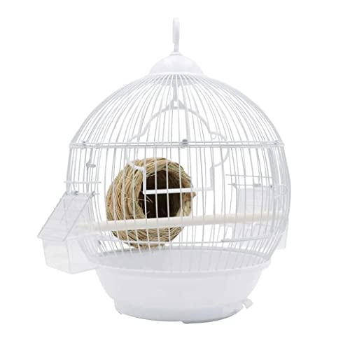 Einfacher Vogelkäfig, klein, rundum belüftet, Vogelkäfige, rund, zum Aufhängen, mit Futterspender für die Terrasse im Hinterhof, Pink,White Einfacher Vogelkäfig, klein, rundum belüftet, Vogelkäfige, rund, zum Aufhängen, mit Futterspender für die Terrasse im Hinterhof, Pink,White von WOTZOV