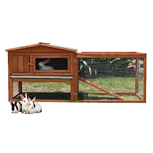 Extragroßer riesiger Kaninchenstall für 2 Kaninchen im Freien, wasserdichter Hühnerstall/Hasenstall für draußen, Holzkäfig für Kleintiere von WOTZOV
