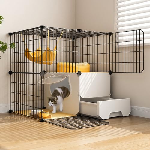 Fortschrittlicher Katzenkäfig mit Katzentoilette, abnehmbare große Katzenzwinger, DIY-Katzenlaufstall für den Innenbereich für Kleintiere, Kätzchenkiste, Katzenhaus, Auslauf, ideal Fortschrittlicher Katzenkäfig mit Katzentoilette, abnehmbare große Katzenzwinger, DIY-Katzenlaufstall für den Innenbereich für Kleintiere, Kätzchenkiste, Katzenhaus, Auslauf, ideal von WOTZOV