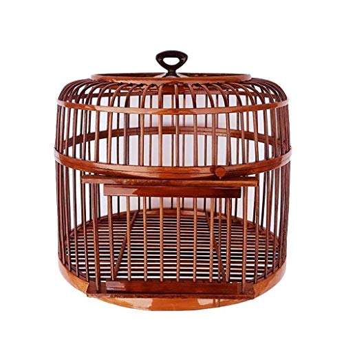Handgefertigte Vogelkäfige, Retro-Bambus, Reise-Vogelträger, Papageien-Heimvilla, geeignet für die Vogelzucht, braun, natürlich，Brown von WOTZOV