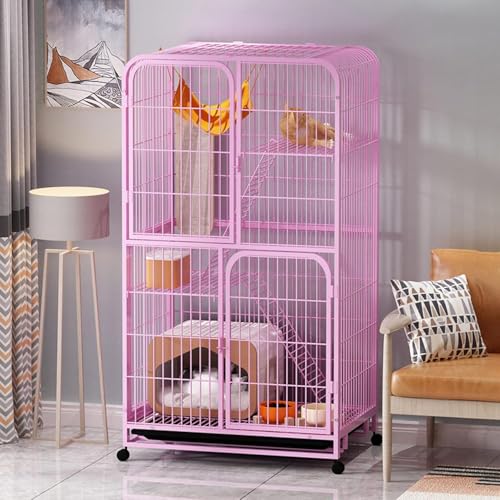 Haustierkäfig, Haustierhütte, großes Zuhause für den Innenbereich, mit Toilette, extra großer Freiraum, Haustierzwinger,Pink 78 * 55 * 137CM Haustierkäfig, Haustierhütte, großes Zuhause für den Innenbereich, mit Toilette, extra großer Freiraum, Haustierzwinger,Pink 78 * 55 * 137CM von WOTZOV