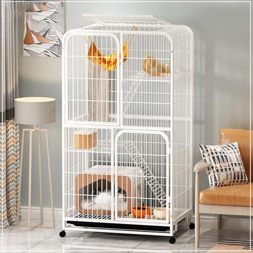 Haustierkäfig, Haustierhütte, großes Zuhause für den Innenbereich, mit Toilette, extra großer Freiraum, Haustierzwinger,White 78 * 55 * 137CM Haustierkäfig, Haustierhütte, großes Zuhause für den Innenbereich, mit Toilette, extra großer Freiraum, Haustierzwinger,White 78 * 55 * 137CM von WOTZOV
