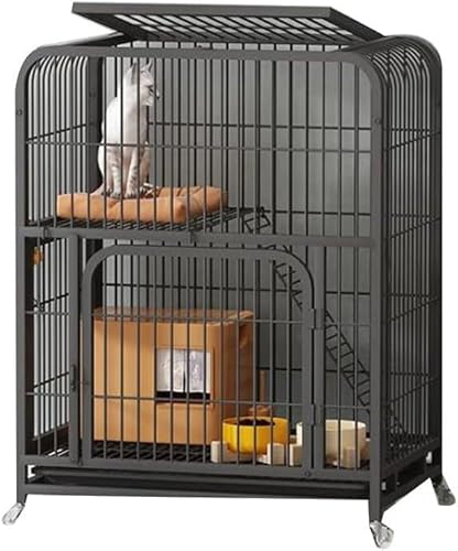 Haustierkiste für Zuhause, extragroß, freier Platz, zweistöckige Haustierkiste im Cottage-Stil, doppelstöckige, Faltbare Haustierkiste mit verschlüsselter Cottage-Struktur,Black 60 * 45 * 66cm Haustierkiste für Zuhause, extragroß, freier Platz, zweistöckige Haustierkiste im Cottage-Stil, doppelstöckige, Faltbare Haustierkiste mit verschlüsselter Cottage-Struktur,Black 60 * 45 * 66cm von WOTZOV