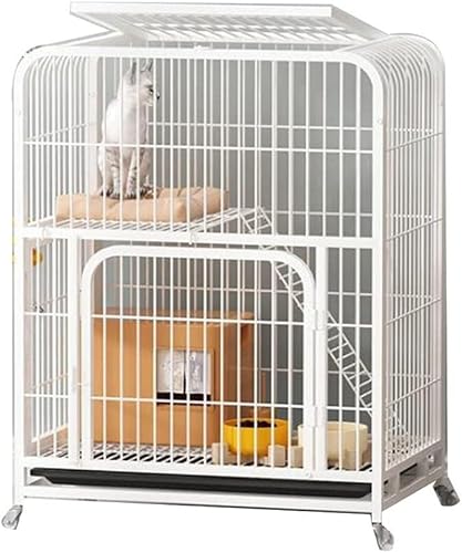 Haustierkiste für Zuhause, extragroß, freier Platz, zweistöckige Haustierkiste im Cottage-Stil, doppelstöckige, Faltbare Haustierkiste mit verschlüsselter Cottage-Struktur,White 60 * 45 * 66cm Haustierkiste für Zuhause, extragroß, freier Platz, zweistöckige Haustierkiste im Cottage-Stil, doppelstöckige, Faltbare Haustierkiste mit verschlüsselter Cottage-Struktur,White 60 * 45 * 66cm von WOTZOV