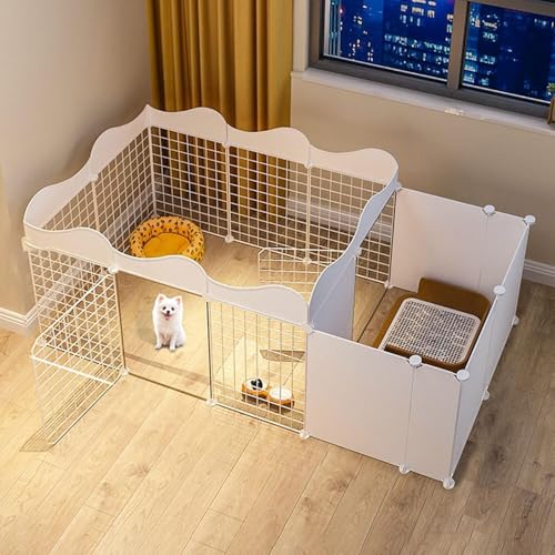 Indoor-Haustierzaun Metall-Haustierzaun Zeltkäfig Zusammenklappbarer Zaun mit Tor Metalldrahtzaun Balkonzaun Heimkäfig,White 163 * 111 * 57cmA Indoor-Haustierzaun Metall-Haustierzaun Zeltkäfig Zusammenklappbarer Zaun mit Tor Metalldrahtzaun Balkonzaun Heimkäfig,White 163 * 111 * 57cmA von WOTZOV