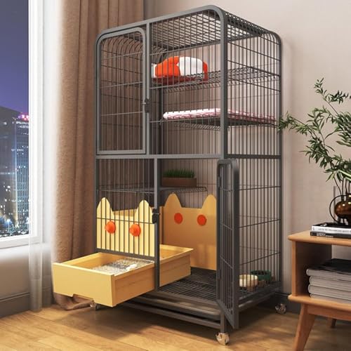 Innenzaun, Innenbereich, großer Raum, Katzentoilette, Kleiner Käfig, Haustiergehege, Heim, Innen-Haustierhütte mit Toilette, extra großer freier Raum,Schwarz 78 * 55 * 133cm Innenzaun, Innenbereich, großer Raum, Katzentoilette, Kleiner Käfig, Haustiergehege, Heim, Innen-Haustierhütte mit Toilette, extra großer freier Raum,Schwarz 78 * 55 * 133cm von WOTZOV