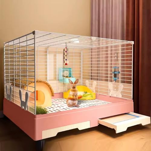 Kaninchenkäfig für den Innenbereich mit Universalrädern und Doppeltablett-Design, leicht zu demontieren und zusammenzubauen, Kleintierhaus für Kaninchen, Frettchen, Chinchillas,Pink Kaninchenkäfig für den Innenbereich mit Universalrädern und Doppeltablett-Design, leicht zu demontieren und zusammenzubauen, Kleintierhaus für Kaninchen, Frettchen, Chinchillas,Pink von WOTZOV
