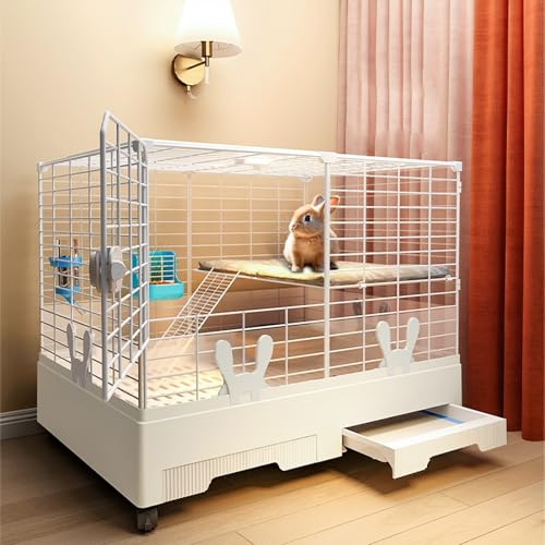 Kaninchenkäfig mit Panorama-Transparenz, Universalrad und Doppel-Tablett-Design, leicht zu demontieren und zusammenzubauen, Kleintierhaus für Kaninchen Kaninchenkäfig mit Panorama-Transparenz, Universalrad und Doppel-Tablett-Design, leicht zu demontieren und zusammenzubauen, Kleintierhaus für Kaninchen von WOTZOV