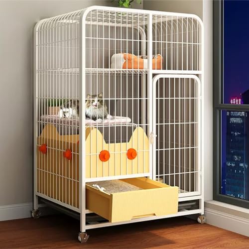 Katzenkäfig, Katzengehege für den Innenbereich, Laufstall für Katzen aus Metall, Zwinger, Haustierkiste mit extra großer Hängematte für 1–2 Katzen Katzenkäfig, Katzengehege für den Innenbereich, Laufstall für Katzen aus Metall, Zwinger, Haustierkiste mit extra großer Hängematte für 1–2 Katzen von WOTZOV