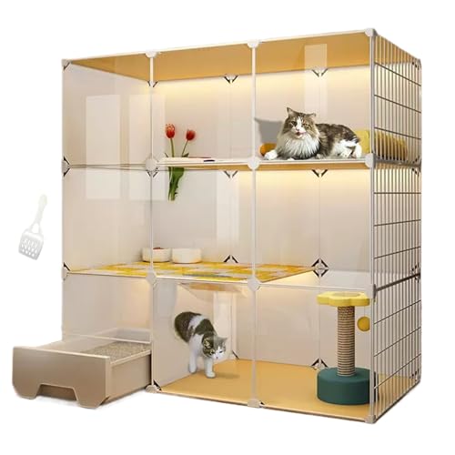 Katzenkäfig mit Katzentoilette, 3-stöckiges Katzengehege, großer Laufstall, abnehmbare Kiste, großer Auslauf, ideal für 1–2 Katzen Katzenkäfig mit Katzentoilette, 3-stöckiges Katzengehege, großer Laufstall, abnehmbare Kiste, großer Auslauf, ideal für 1–2 Katzen von WOTZOV