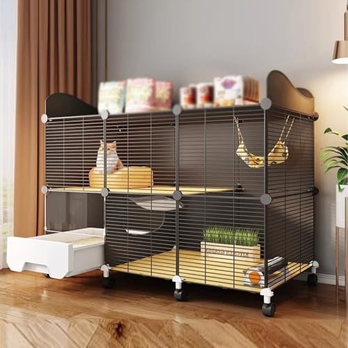 Katzenkiste, 2-stöckige Katzenkäfige für den Innenbereich mit Katzentoilette und oberem Stauraum für 1–2 Katzen Katzenkiste, 2-stöckige Katzenkäfige für den Innenbereich mit Katzentoilette und oberem Stauraum für 1–2 Katzen von WOTZOV