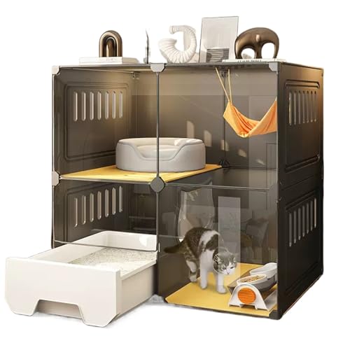 Katzenkiste, 2-stöckiger Katzenkäfig für den Innenbereich mit Katzentoilette für 1–2 Katzen, Schwarz, 28,3" L x 18,5" B x 28,3" H Katzenkiste, 2-stöckiger Katzenkäfig für den Innenbereich mit Katzentoilette für 1–2 Katzen, Schwarz, 28,3" L x 18,5" B x 28,3" H von WOTZOV