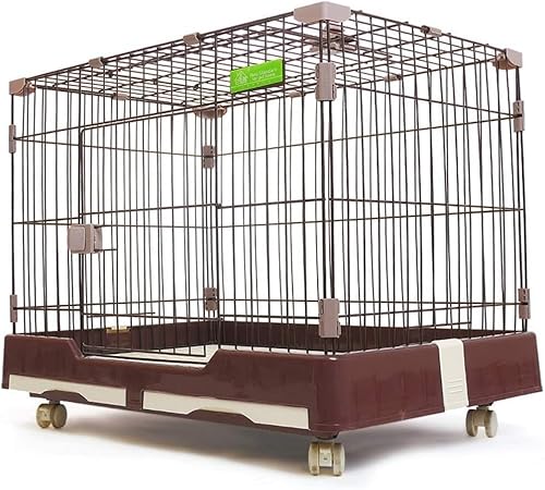 Kleine und mittelgroße Haustiere für den InnenbereichEinstöckiges Gehege mit BadezimmerLeicht zu reinigendes HaustierhausGeschenke für Haustiere，Braun 82 * 57 * 66 von WOTZOV