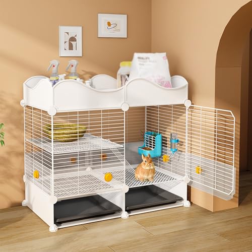 Kleiner 2-stöckiger Kaninchenkäfig, Innenstall mit Stauraum – Kaninchenhaus mit 2 ausziehbaren Tabletts für Frettchen, Chinchillas, Igel Kleiner 2-stöckiger Kaninchenkäfig, Innenstall mit Stauraum – Kaninchenhaus mit 2 ausziehbaren Tabletts für Frettchen, Chinchillas, Igel von WOTZOV