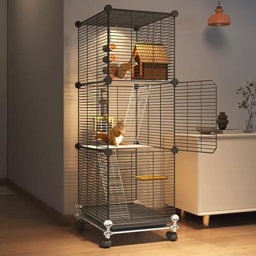 Metallkäfige für Kleintiere mit 3 Etagen und Universalrad für ausgewachsene Ratten, Frettchen, Chinchillas, Meerschweinchen, große Hamster Metallkäfige für Kleintiere mit 3 Etagen und Universalrad für ausgewachsene Ratten, Frettchen, Chinchillas, Meerschweinchen, große Hamster von WOTZOV