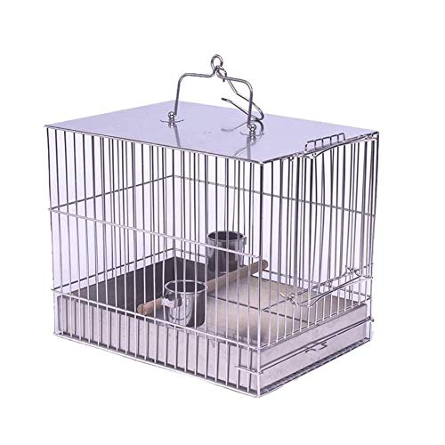 Vogelkäfig, rechteckig, aus Edelstahl, Metall, große Vogeltränken, Vogelhäuschen mit Haken, leicht zu tragen, 36 cm, 36 cm Vogelkäfig, rechteckig, aus Edelstahl, Metall, große Vogeltränken, Vogelhäuschen mit Haken, leicht zu tragen, 36 cm, 36 cm von WOTZOV