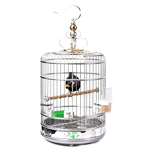Vogelkäfig, rund, Edelstahl, tragbar, zum Aufhängen, für unterwegs, große Vogelkäfige für den Hausgarten, Vogelkäfig, neuartiges Design,36cm Vogelkäfig, rund, Edelstahl, tragbar, zum Aufhängen, für unterwegs, große Vogelkäfige für den Hausgarten, Vogelkäfig, neuartiges Design,36cm von WOTZOV