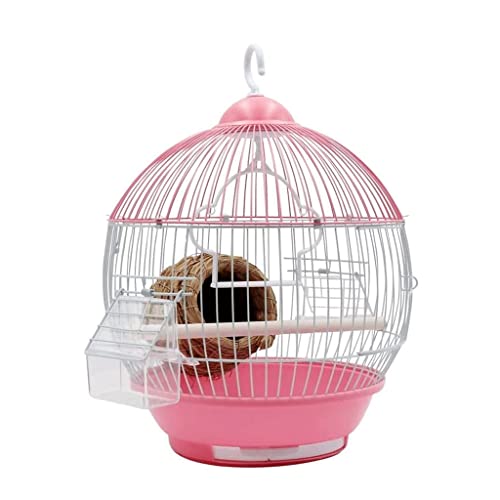 Vogelkäfige Einfacher Vogelkäfig Kleiner Vogelkäfig mit Rundumbelüftung Runde hängende Vogelträger mit Futterspender für die Terrasse im Hinterhof Leicht zu tragen,Pink Vogelkäfige Einfacher Vogelkäfig Kleiner Vogelkäfig mit Rundumbelüftung Runde hängende Vogelträger mit Futterspender für die Terrasse im Hinterhof Leicht zu tragen,Pink von WOTZOV