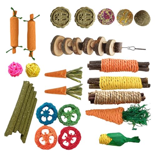 WOURRD Hasen Hamster Kaut Spielzeugset Natürliches Holz Sticktoy Haustier Zähne Schleifen Spielzeug Für Chinchillas Vögel von WOURRD