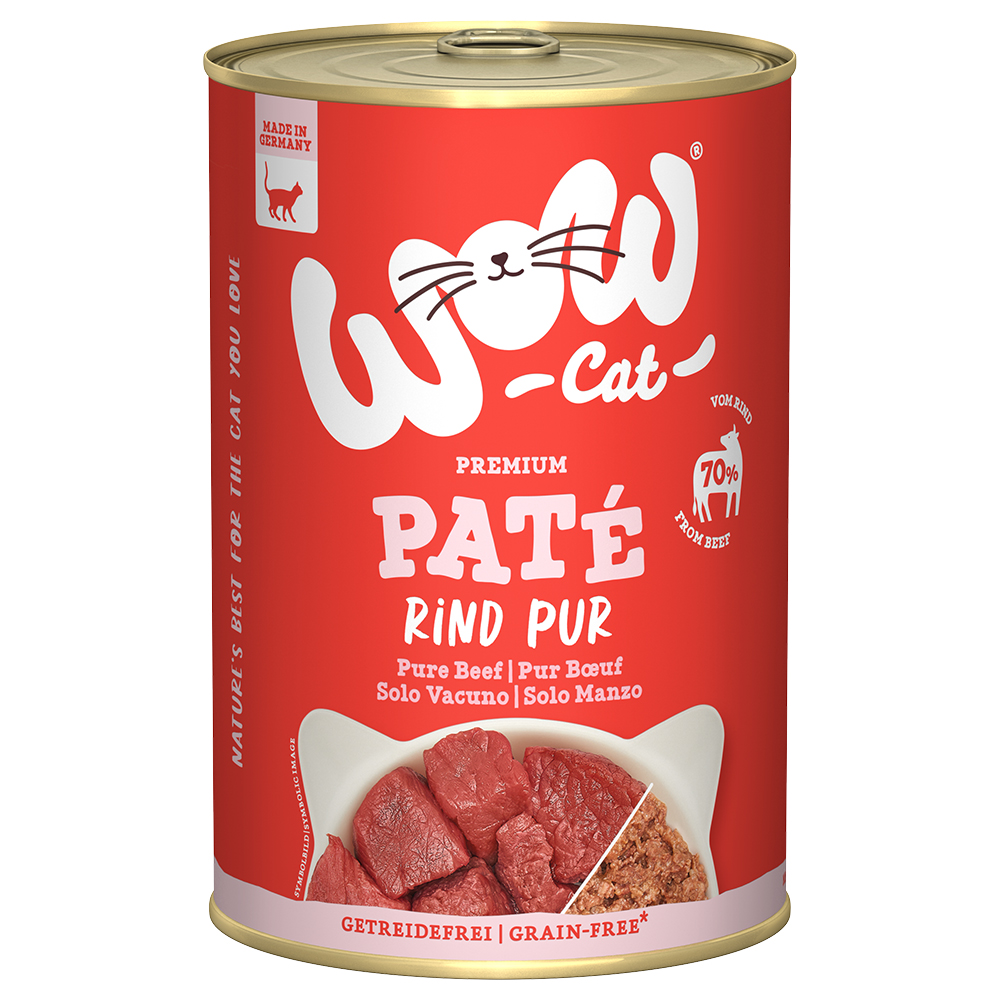 Sparpaket WOW Cat Adult 12 x 400 g - Rind Pur von WOW Cat