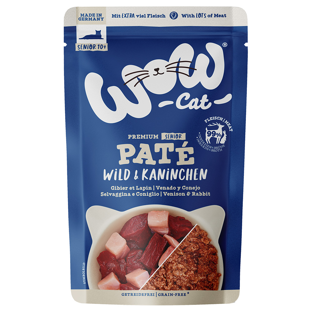 Sparpaket WOW Cat Senior Paté 24 x 125 g - Wild & Kaninchen Sparpaket WOW Cat Senior Paté 24 x 125 g - Wild & Kaninchen von WOW Cat
