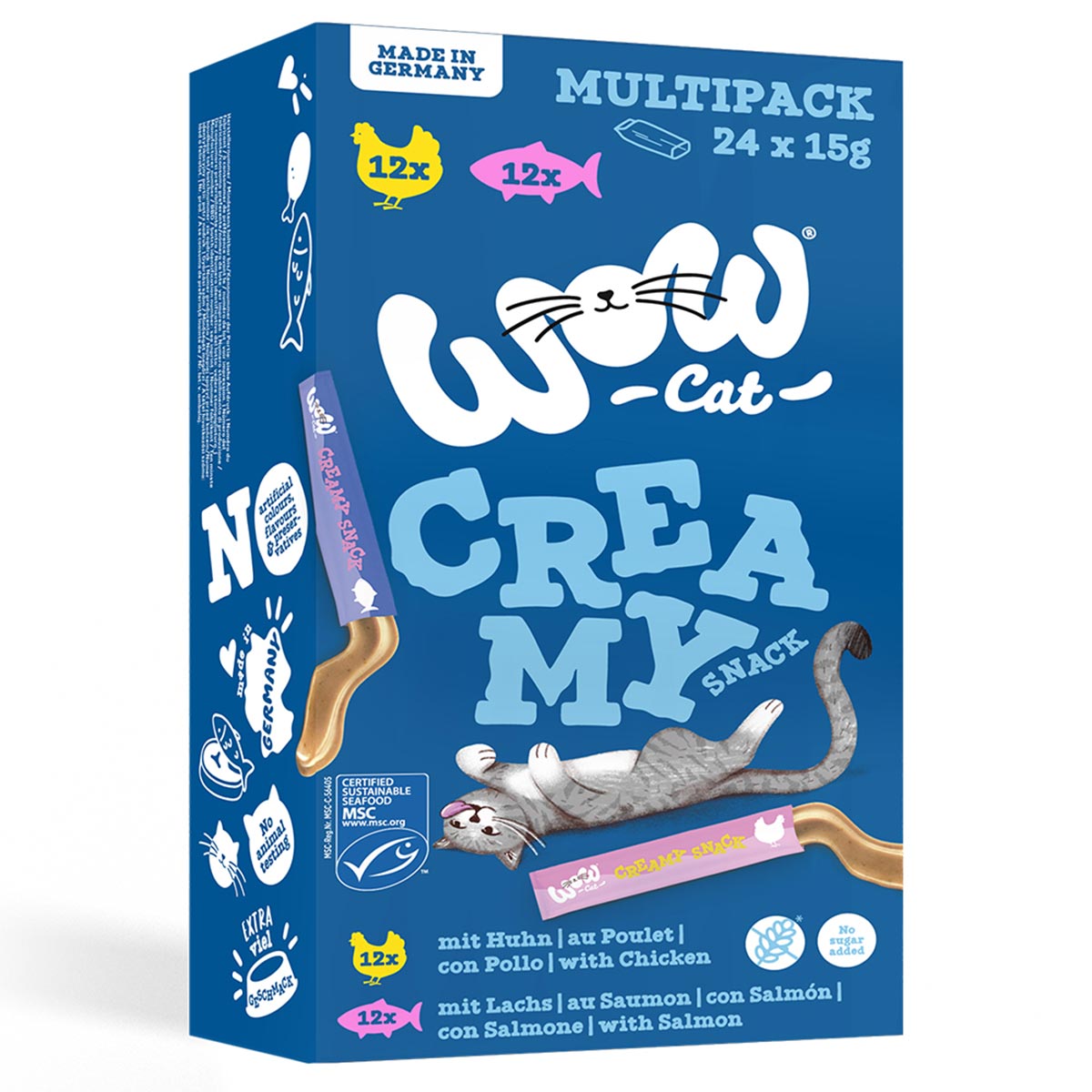 WOW CAT Creamy Snack Multipack 24x15 g von WOW! Cat