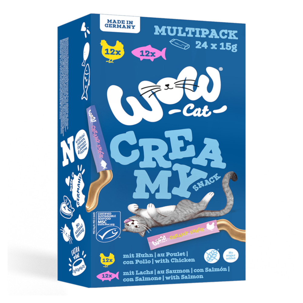 WOW Cat Creamy Snack 24 x 15 g - Mixpaket (2 Sorten) von WOW Cat
