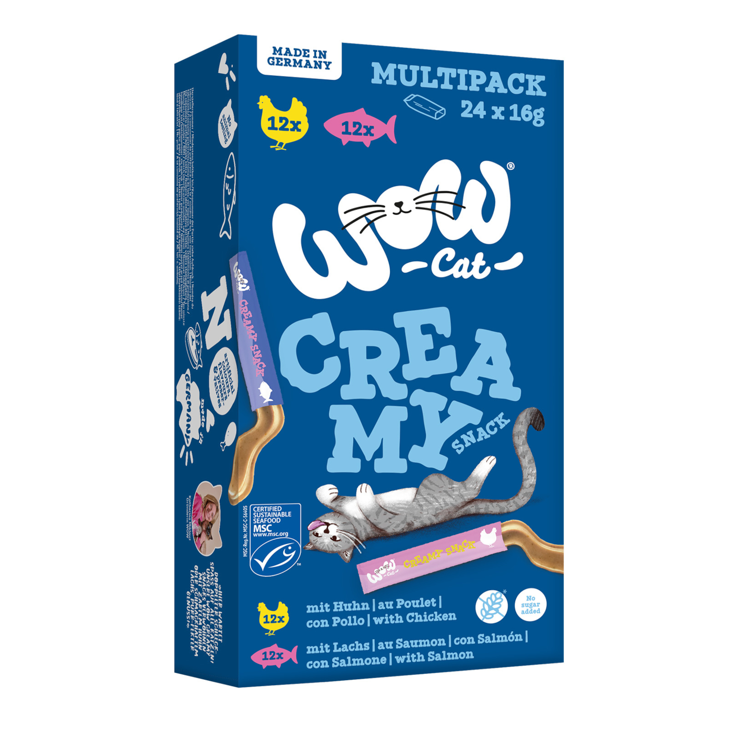 WOW Cat Creamy Snack - 24 x 16 g Mixpaket (2 Sorten) von WOW Cat