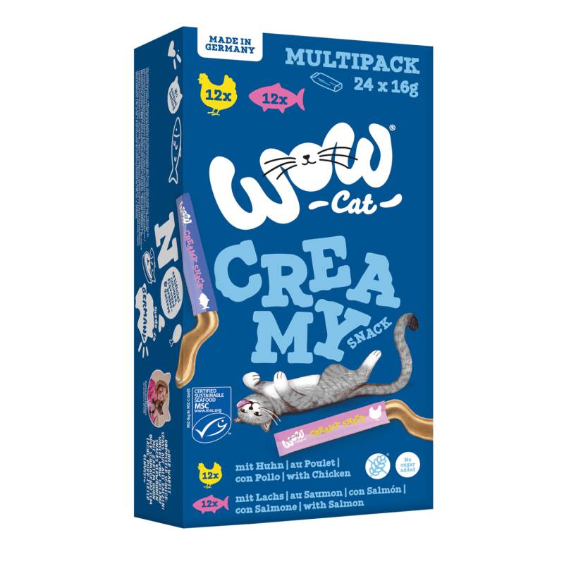 WOW Cat Creamy Snack - 24 x 16 g Mixpaket (2 Sorten) von WOW Cat