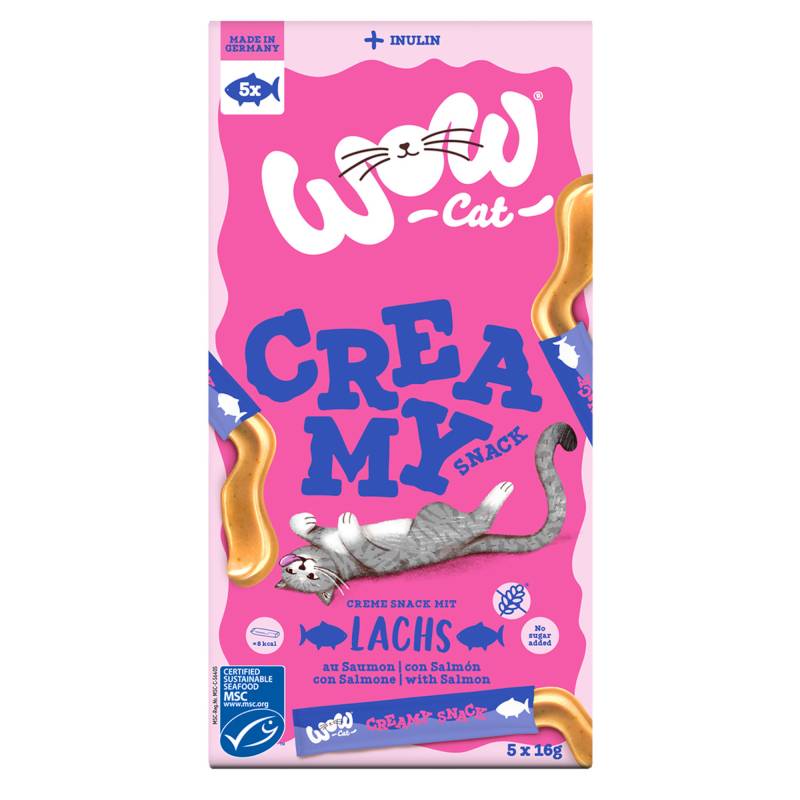 Wow Cat Creamy Snack - Lachs (5 x 16 g) von WOW Cat