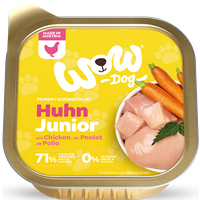 150g Nassfutter | Schale, Junior | Mit Huhn Karotten und Brennnessel von WOW DOG