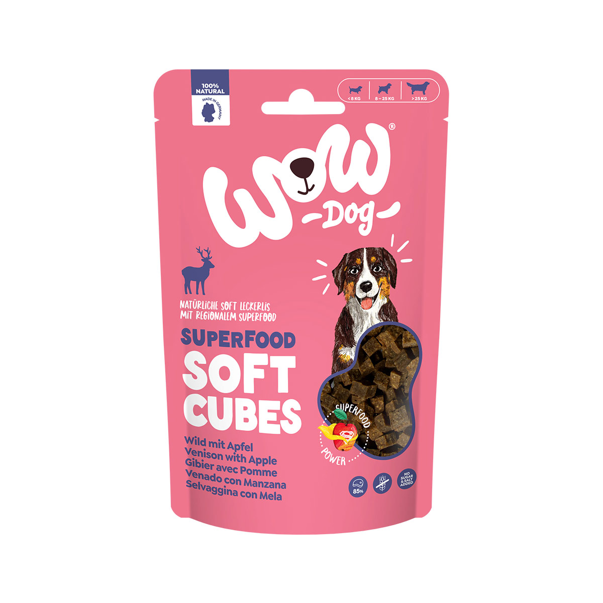 WOW DOG Soft Cubes Wild mit Apfel 150 g von WOW! Dog