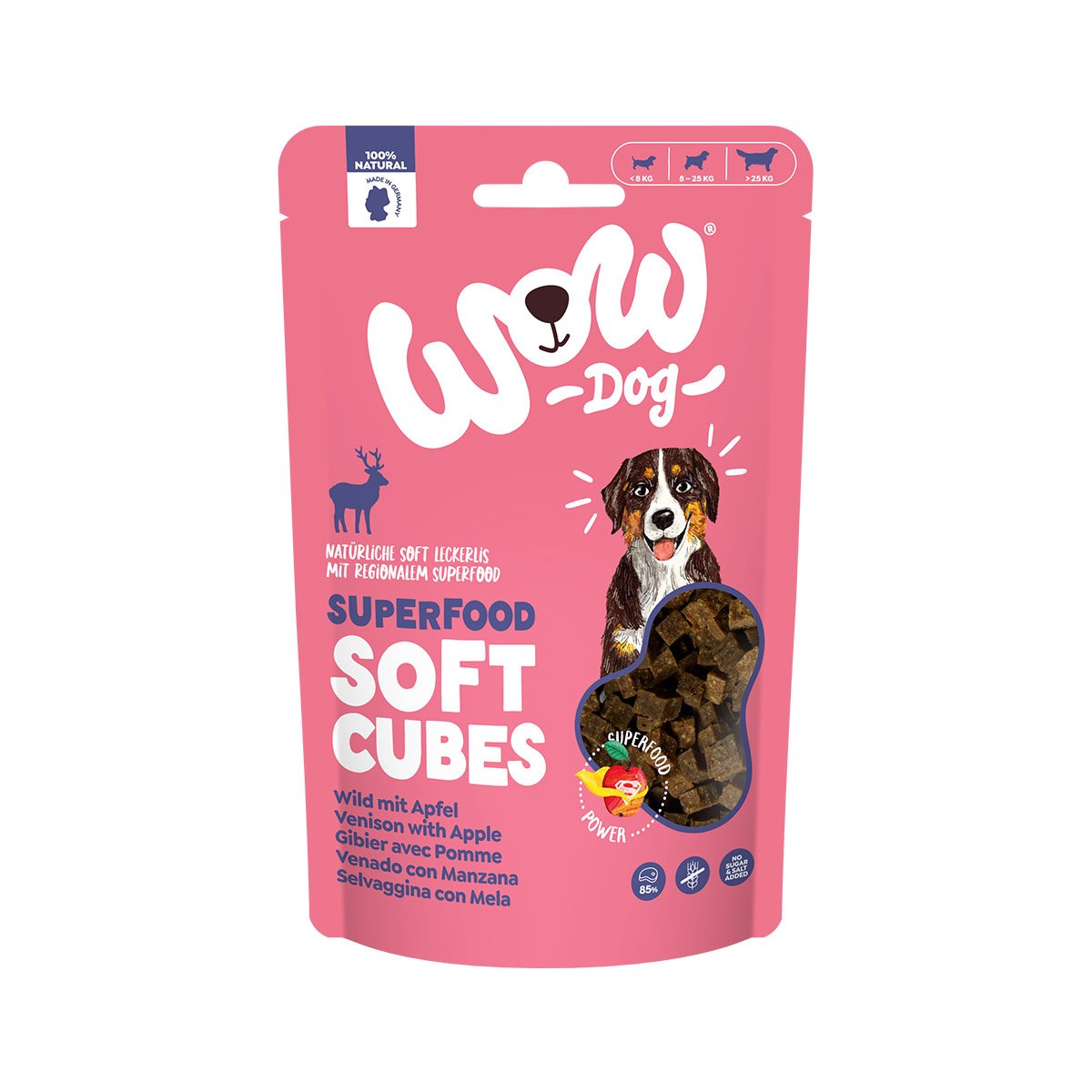 WOW DOG Soft Cubes Wild mit Apfel 150 g WOW DOG Soft Cubes Wild mit Apfel 150 g von WOW! Dog