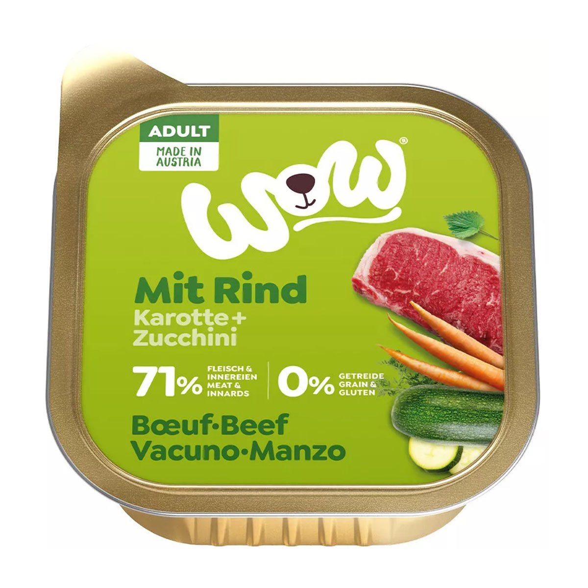 WOW Adult Rind mit Karotten und Zucchini 11x150g von WOW!