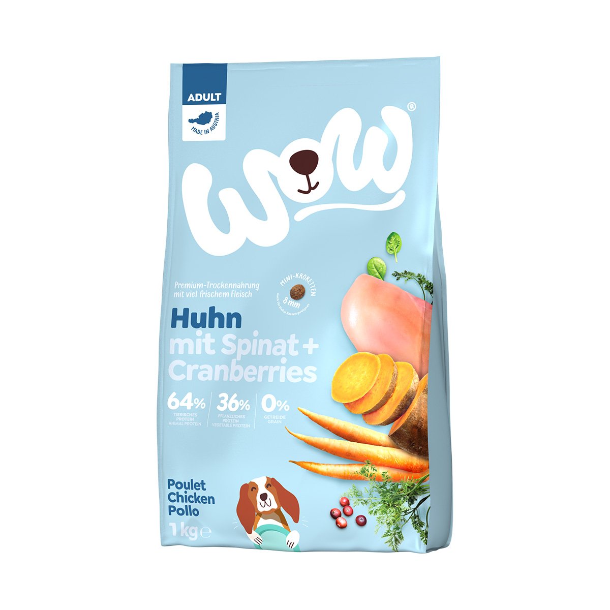 WOW Minis Adult Huhn mit Spinat und Cranberries 1kg von WOW!