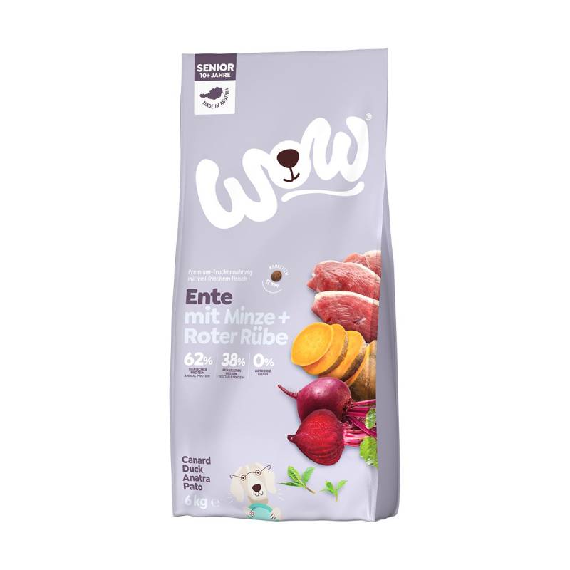 WOW Trocken Senior Ente mit Minze und Roter Rübe 6kg von WOW!