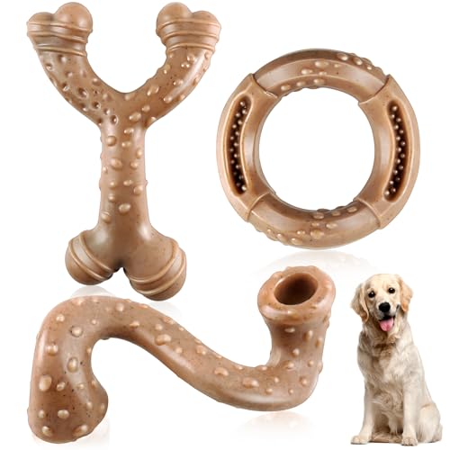 WOWBALA Hundespielzeug für aggressive Kauer: 3 Packungen große Hundespielzeuge – robustes Kauspielzeug für große Hunde – unzerstörbares Hundespielzeug – Kauspielzeug für mittelgroße Hunde/aggressive von WOWBALA