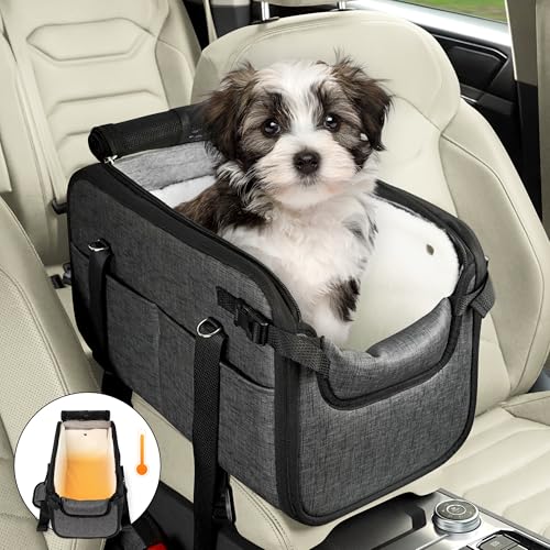 WOYYHO Haustier-Hunde-Autositz für kleine Hunde mit abnehmbarem Samtfutter, Mittelkonsole, Hundeautositz für Welpen und Katzen, mit Sicherheitsgurt, Hundeerhöhung, wasserdicht, rutschfest, PU-Leder, WOYYHO Haustier-Hunde-Autositz für kleine Hunde mit abnehmbarem Samtfutter, Mittelkonsole, Hundeautositz für Welpen und Katzen, mit Sicherheitsgurt, Hundeerhöhung, wasserdicht, rutschfest, PU-Leder, von WOYYHO