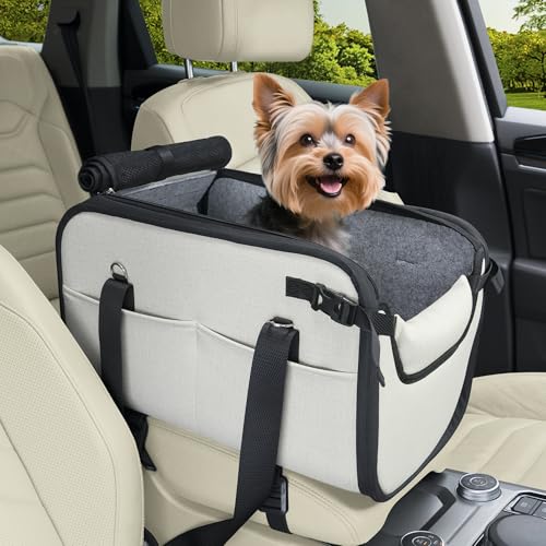 WOYYHO Hundeautositz mit Sicherheitsgurt und Netzbezug, seitliche Aufbewahrungstaschen, Konsole, Hundeautositz, verdickter Haustier-Booster-Autositz, wasserdicht, leicht zu reinigen, für Welpen, 0 - 9 WOYYHO Hundeautositz mit Sicherheitsgurt und Netzbezug, seitliche Aufbewahrungstaschen, Konsole, Hundeautositz, verdickter Haustier-Booster-Autositz, wasserdicht, leicht zu reinigen, für Welpen, 0 - 9 von WOYYHO