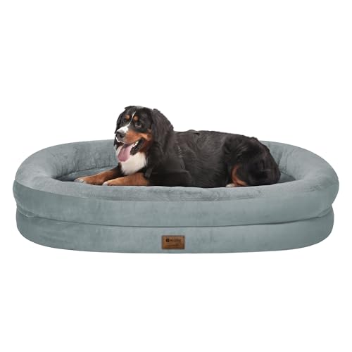Orthopädisches waschbares großes Hundebett: kühlendes Hundebett mit Nackenrollen, Jumbo-Bett, wasserdicht, abnehmbarer Bezug, rutschfestes Haustierbett für extra große Größe, Grau Orthopädisches waschbares großes Hundebett: kühlendes Hundebett mit Nackenrollen, Jumbo-Bett, wasserdicht, abnehmbarer Bezug, rutschfestes Haustierbett für extra große Größe, Grau von WOZOKE