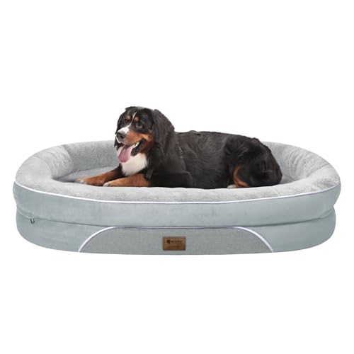 Orthopädisches waschbares großes Hundebett: kühlendes Hundebett mit Nackenrollen – Jumbo-Bett, wasserdicht, abnehmbarer Bezug, rutschfestes Haustierbett für extra große Größe – Silber Orthopädisches waschbares großes Hundebett: kühlendes Hundebett mit Nackenrollen – Jumbo-Bett, wasserdicht, abnehmbarer Bezug, rutschfestes Haustierbett für extra große Größe – Silber von WOZOKE